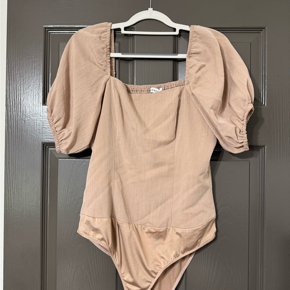 Puff Sleeve Beige Bodysuit